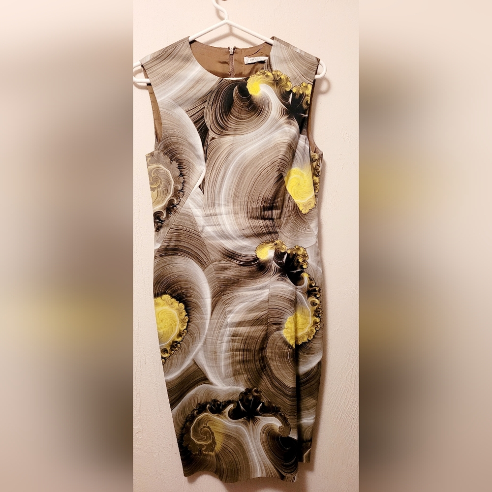 Versace Brown and Yellow Swirl Dress